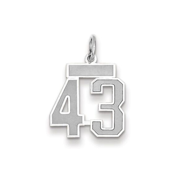 14k White Gold, Jersey Collection, Small Number 43 Pendant